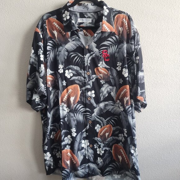 NWT Tommy Bahama Mens Short Sleeve Button Up Shirt USC Trojans Football Size XL - Picture 2 of 12
